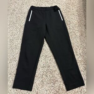 John + Jenn Cropped Black Pants with White Stripe and Elastic Waistband Size XS